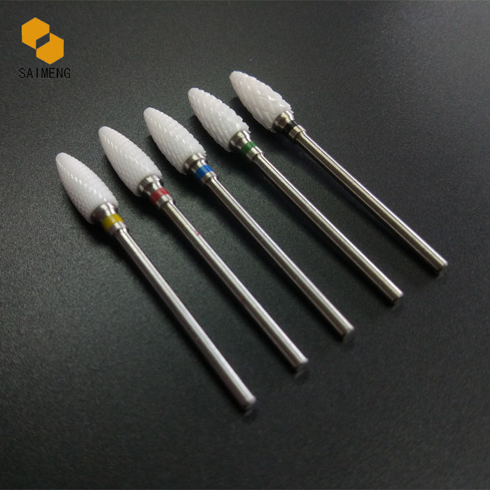 3/32'' White Ceramic Nail Drill Bits Polish File Nail Art Manicure Tools