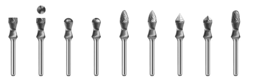 Special shaped tungsten carbide rotary burr